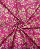 Pink Color Floral Digital Print Cotton ChikanKari Embroidery Fabric