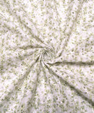Light Green Color Floral Digital Print Cotton ChikanKari Embroidery Fabric