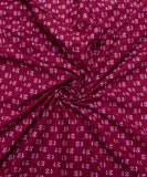 Maroon Buti Pattern Screen Print Cotton Fabric