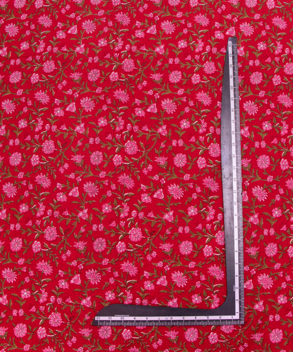 Maroon Color Floral Print 3 Piece Cotton Suit Set