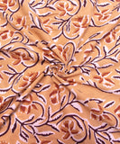 Light Orange Screen Floral Print Cotton Fabric