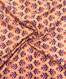 Light Orange Screen Floral Printed Cotton Fabric