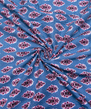 Blue Screen Floral Printed Cotton Fabric