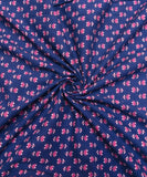 Dark Blue Screen Floral Print Cotton Fabric