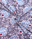 Light Blue Screen Floral Printed Cotton Fabric