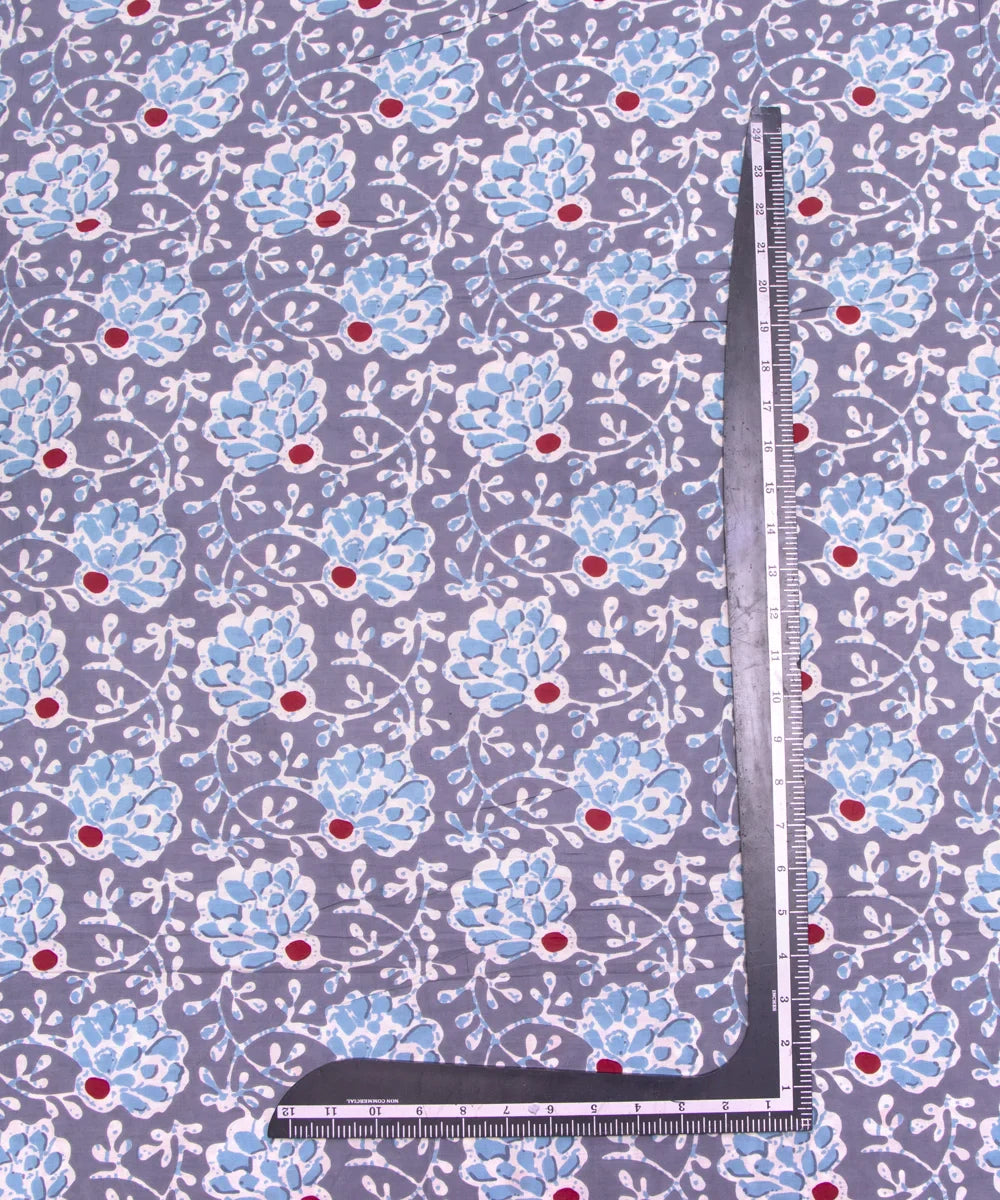 Light Blue Color Floral Print Cotton Unstitched Suit Pieces