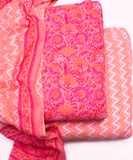 Pink Color Floral Print Cotton Unstitched Suit Pieces