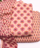 Pastel Pink Color Floral Print Cotton Unstitched Suit Pieces