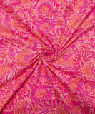 Pink Screen Print Floral Printed Cotton Fabric