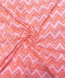 White Screen Print Zig Zag Printed Cotton Fabric