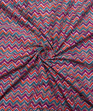 Multi Screen Print Zig Zag Printed Cotton Fabric