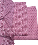 Lilac Floral Printed Fabric 3 Piece Cotton Suit Set