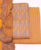 Yellow Traditional Print Womens Cotton Suit