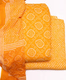 Yellow Bandhani Printed Fabric 3 Piece Cotton Suit Set