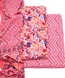 Pink Floral Printed Fabric 3 Piece Cotton Suit Set