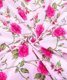 White Floral Printed Cotton Fabric