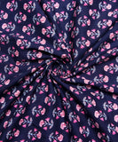 Deep Blue Floral Printed Cotton Fabric