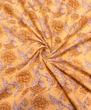 Yellow Floral Printed Cotton Fabric