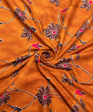 Yellow Ochre Floral Printed Rayon Fabric