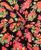 Black Floral Printed Rayon Fabric