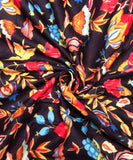 Black Floral Printed Rayon Fabric