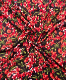 Black Floral Printed Rayon Fabric