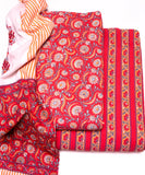 Light Red Floral Printed Ladies Cotton Suit Set