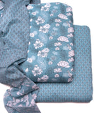 Spring Green Floral Print Cotton Suit