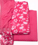 Coral Floral Print Printed Cotton Suit