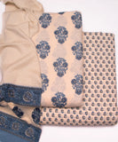 Cream Floral Print Printed Cotton Suit