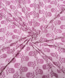 Off White Mauve Floral Print Cotton Fabric