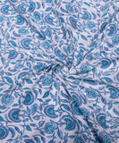 Off White Firozi Floral Print Cotton Fabric