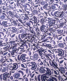 Off White Light Teal Floral Print Cotton Fabric