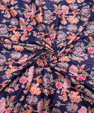 Navy Blue Floral Print Cotton Fabric