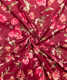 Light Wine Floral Print Cotton Fabric