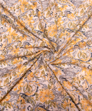 Off White Floral Print Cotton Fabric