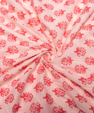 Off White Floral Print Cotton Fabric