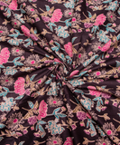 Navy Blue Floral Print Cotton Fabric