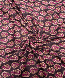 Navy Blue Floral Print Cotton Fabric