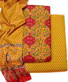 Ochre Yellow Printed Cotton Suit Set