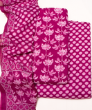 Wine Printed Cotton Suit Set
