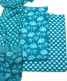 Sea Green Printed Cotton Suit Set