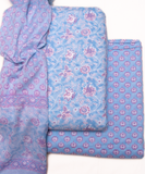 Ice Blue Printed Cotton Suit Set
