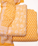 Light Yellow Printed Cotton Suit Set