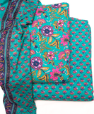 Sea Green Printed Cotton Suit Set