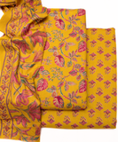 Ochre Yellow Printed Cotton Suit Set