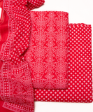 Red Printed Cotton Suit Set