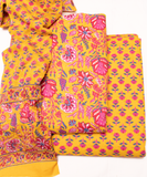Yellow Printed Cotton Suit Set