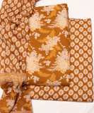 Brown Printed Cotton Suit Set