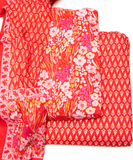 Red Printed Cotton Suit Set